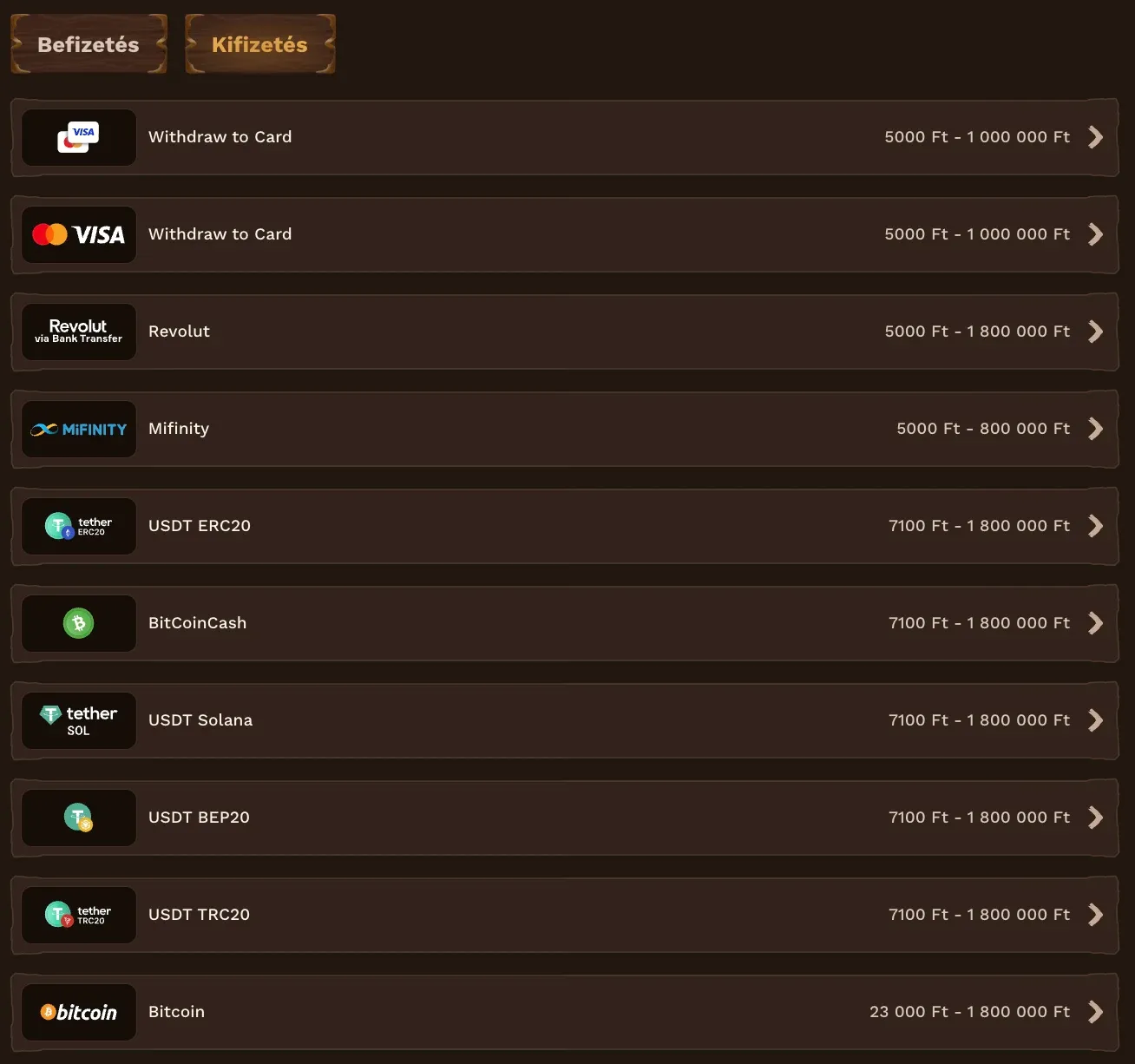 Kifizetési módok a FatPirate Casino