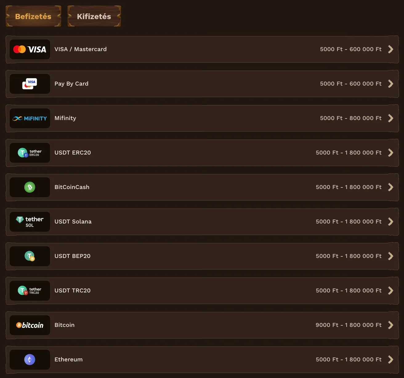 Befizetési módok a FatPirate Casino